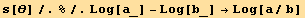 s[θ]/.%/.Log[a_] - Log[b_] →Log[a/b]